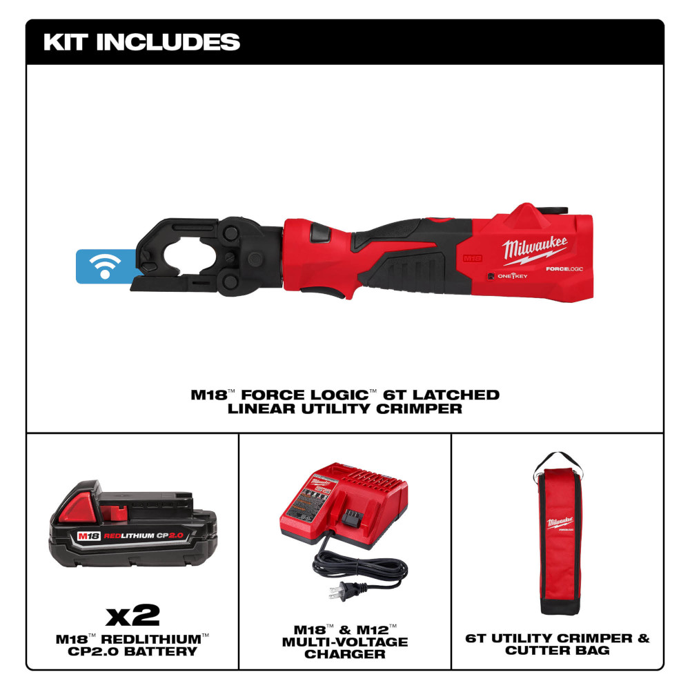 Milwaukee M18 FORCE LOGIC 6T Latched Linear Utility Crimper from GME Supply